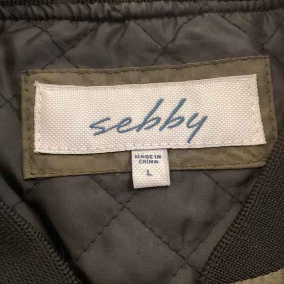 Sebby Olive Green Bomber Jacket with Patches Women’s size Large - Picture 8 of 14